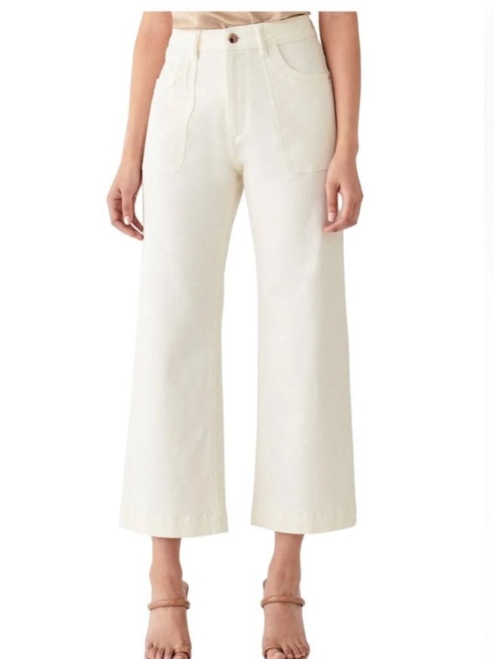 DL1961 Marianna Hewitt Hepburn High Waist Wide Leg Jeans Creme 20W